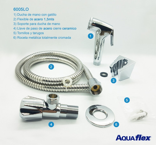 Imagen 2 de 8 de Griferia Completa Ducha Higienica Bidet 6005lo Aquaflex