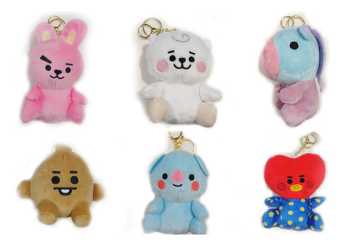 Set 6 Llaveros Kawaii Grandes De Peluche Bt21