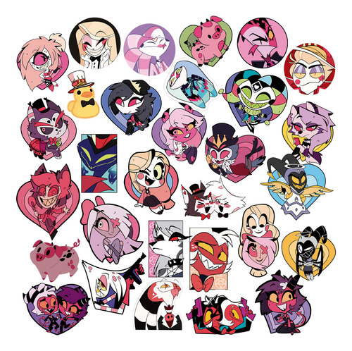 Stickers X50 Autoadhesivo Helluva Boss + Hotel Hazbin