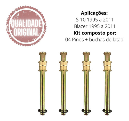 Kit 4 Pino Dobradiça Porta S-10 2000/2001/2002/2003/2004