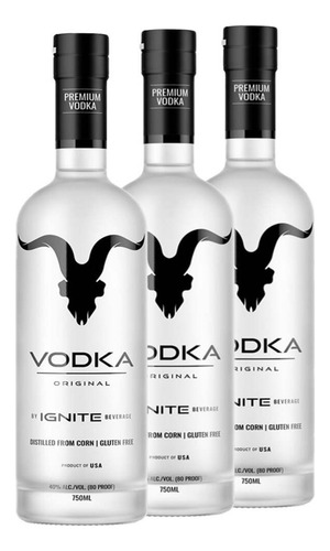Vodka Premium Ignite Beverage 750ml - 40% Alcool Sem GlĂșten