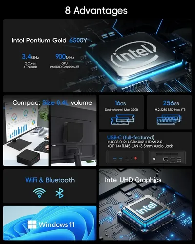 Mini Pc Qazipo 6500y 16 Gb De Ram Ssd De 256 Gb 127v