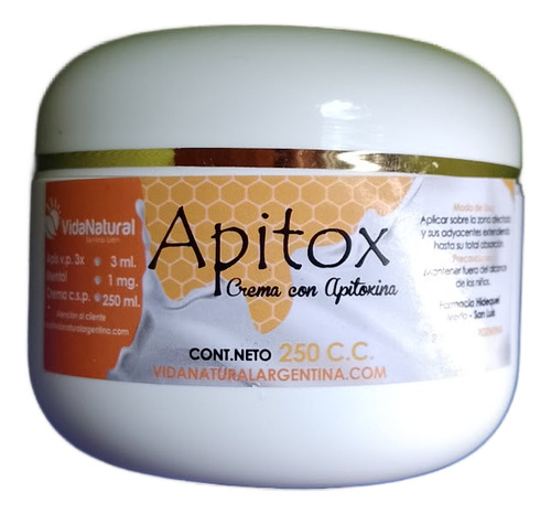 Crema Con Apitoxina Pote X 250 Cc - Vida Natural
