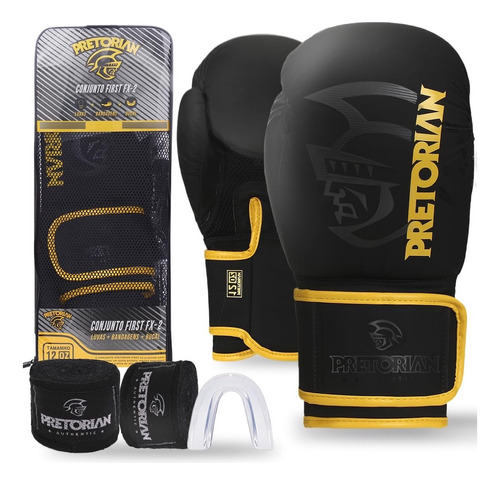 Kit Luva Boxe E Muay Thai Pretorian Fx2 Com Bandagem E Bucal