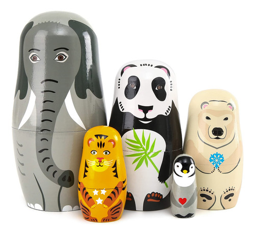 Muecas De Anidacin Rusa Matryoshka De Madera Apilables Para