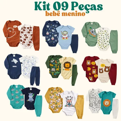 Kit 9 Peças Body Menino Inverno