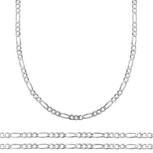 Cadena Figaro 3x1 Plata Ley 925 Collar Fina | 45cm - 2.5mm Color Plateado