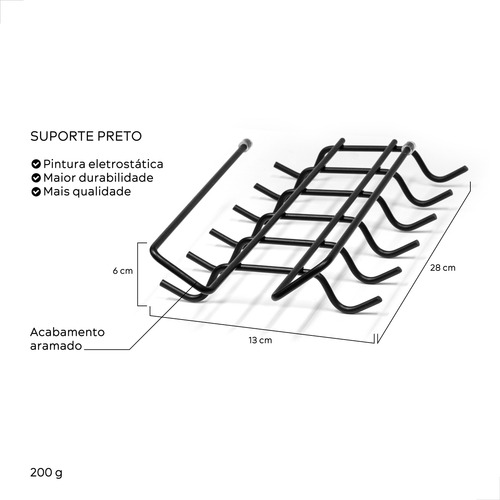 Suporte Compativel Para 12 Xicaras - Pratico E Preto