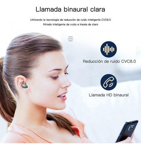 Audífonos Tws Bluetooth 5.0 Táctiles Ipx7 Con Caja De Carga