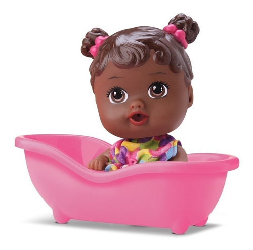 Imagem 2 de 3 de Little Dolls Bebê Banheirinha/Negra Divertoys 8038