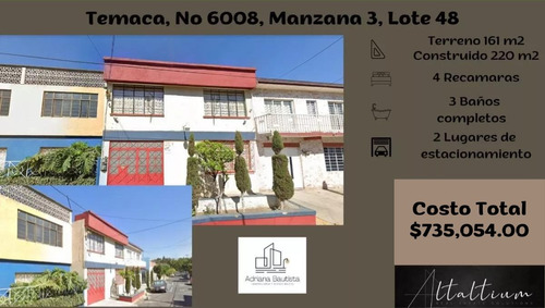 Casa En La Delegación Gustavo A. Madero, Col.  Aragón Inguarán, Calle Temaca, No 6008, Manzana 3, Lote 48,  Cuenta Con 2 Lugares De Estacionamiento.  Nb10-di