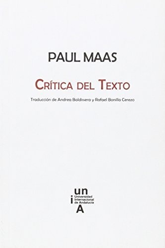 Libro Paul Maas Critica Del Texto De Maas Paul