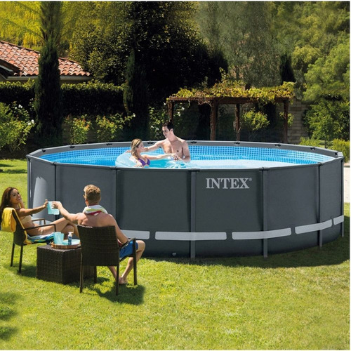 Piscina Circular De Armação Intex 19.126l Com Bomba Filtro Cor Cinza Bomba 110v