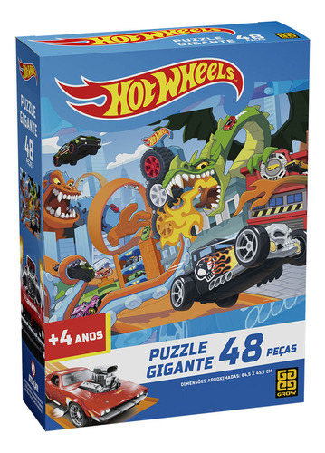 Puzzle Gigante 48 Peças Hot Wheels