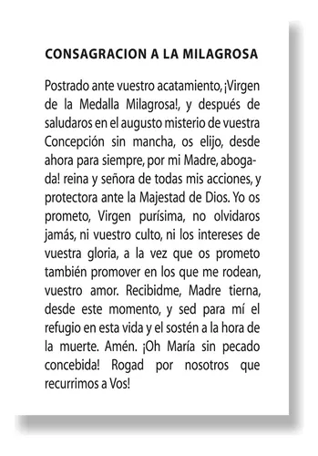 Virgen De La Medalla Milagrosa - Tarjeta X 10 Unidades