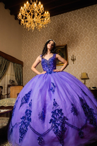 Imagen 6 de 10 de Vestido Quinceañera Glitter Aplicaciones Quince Años Xv