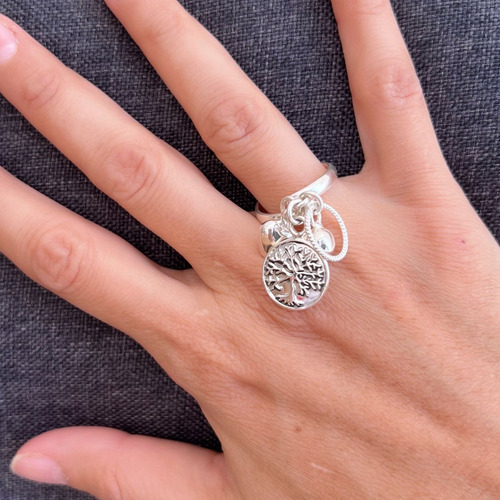 Imagen 7 de 10 de Anillo Arbol De La Vida Ajustable Colgantes Plata 925 Agálea