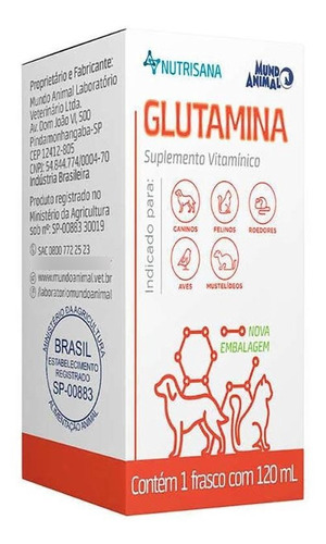 Glutamina Nutrisana 120ml Cães E Gatos - Mundo Animal