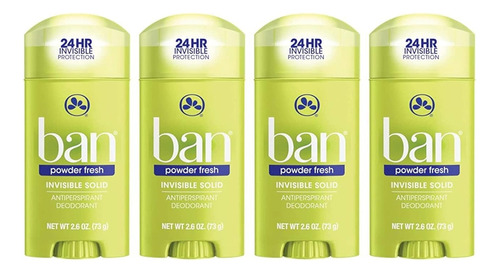 Ban Powder Fresh Desodorante Invisible 24 Horas 2.6 Oz 4 Pck