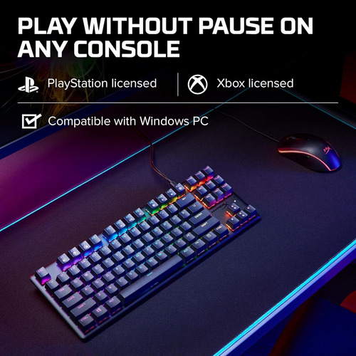 Teclado Mecánico Hyperx Rgb, Tamaño Tkl, Switch Aqua, Negro