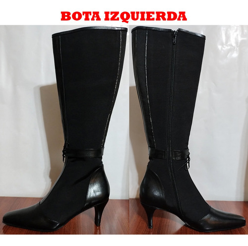 Botas Caña Alta De Cabritilla Y Tela T37 Taco Fino - Tosone