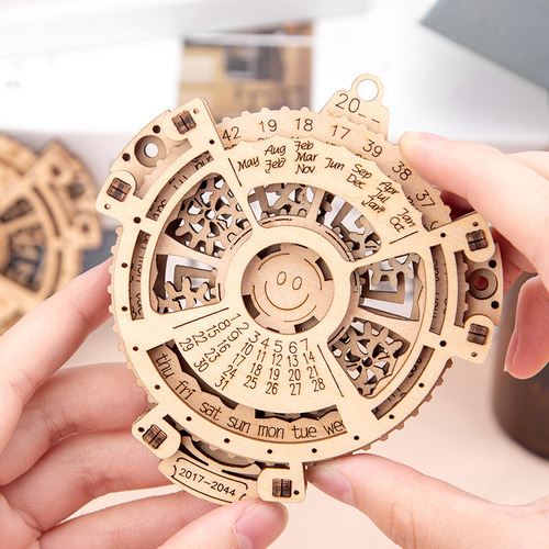 Calendario Perpetuo Puzzle Mecánico De Madera Diy