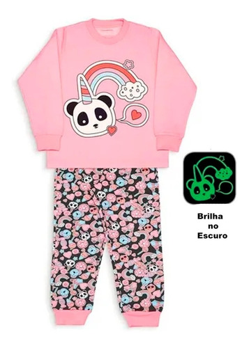 Pijama Infantil Dedeka Brilha No Escuro Moletinho Flanelado 