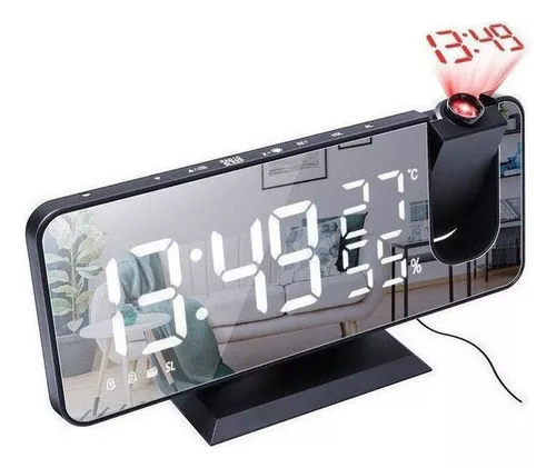 Reloj proyector de pantalla curva, reloj despertador de proyección de radio  Reloj despertador de proyección con pantalla LED Reloj despertador de  proyección electrónica Rendimiento inigualable