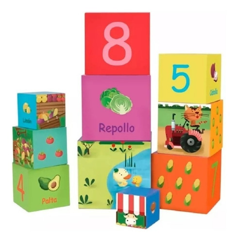 Cubos Apilables 10 Números Y Vegetales Classic World