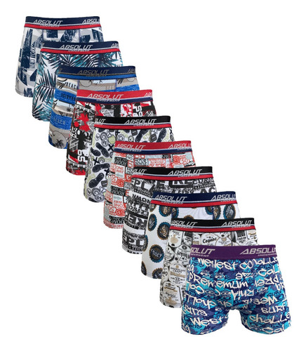 Kit 10 Cuecas Box Boxer Microfibra Estampadas Originais