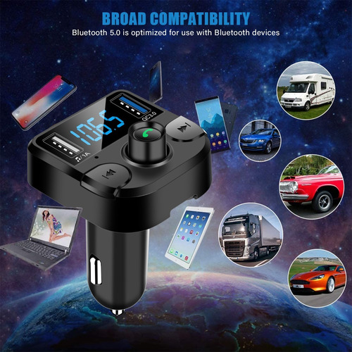 Imagen 7 de 7 de Transmisor Fm Bluetooth Transmisor De Coche-azul