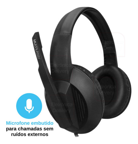 Imagem 2 de 8 de Fone Headset Office P3 Preto Multilaser C/ Microfone - Ph373