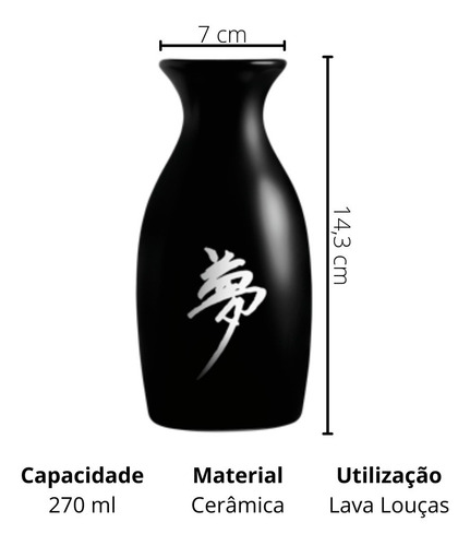 Imagem 2 de 5 de Garrafa Saquê C/ 4 Copos Cerâmica - Oriental Japonês