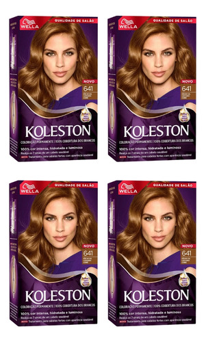 Coloraçao Koleston 641 Castanho Cobre-kit C/4un Tom Sem tom