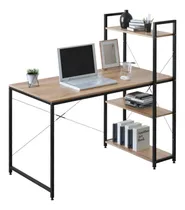 Comprar Escritorio Jazak Con Estantes Regulables \u002F Oficina \u002F Trabajo \u002F Hogar \u002F Diseno Industrial \u002F Hierro \u002F Gamer \u002F Mesa \u002F Biblioteca \u002F Organizador \u002F 130x60x74cm \u002F Moderno \u002F fácil De Armar \u002F Color n