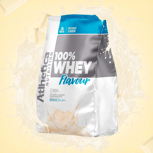 Proteínas Atlhetica Nutrition, 100% suero de leche, sabor vainilla, paquete de 900 g