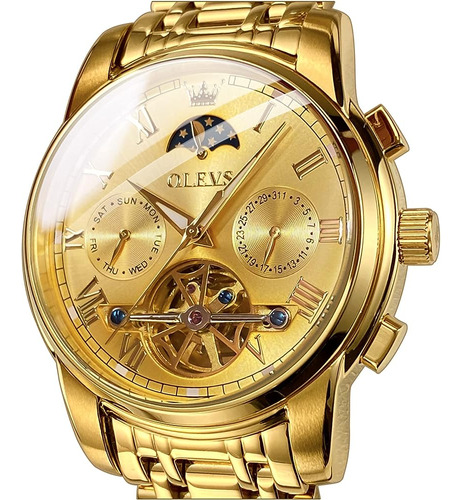 ~? Olevs Gold Relojes Mecánicos Automáticos Para Hombres Ves