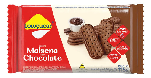 Bolacha Maisena De Chocolate Zero Lactose 115g - Kit Com 10