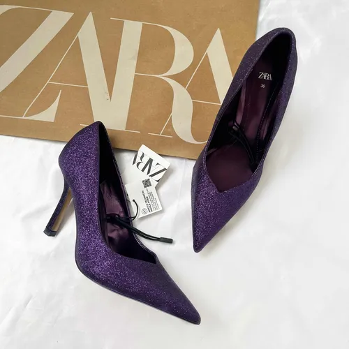 Tacones Morados Glitter Zara Cuotas sin inter s