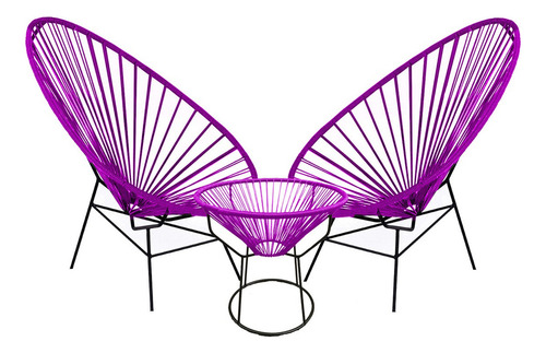Sillas Acapulco Clásica Con Mesa Personalizable Ikapali Color Bugambilia Liso