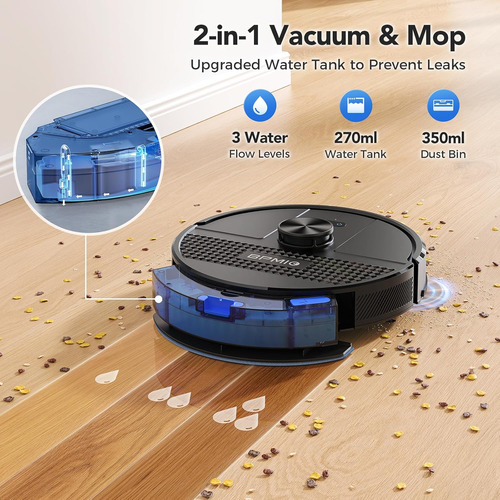 Bpmio Robot Aspirador Y Mopa Combo 4500pa Max Succión Con...