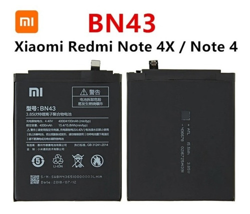 Bateria Pila Xiaomi Note 4 4x Bn43 Original City Market 0002