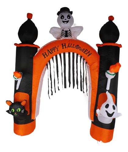 Arco Inflable Skull Ghost Led De 8 Pies Para Interiores Y Ex