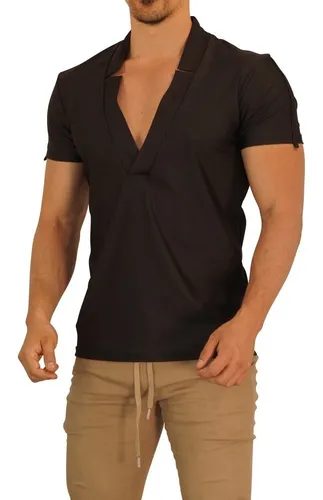 Playera cuello online amplio hombre