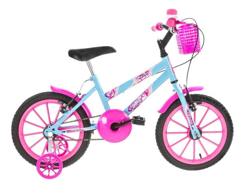 Bicicleta Aro 16 Infantil Com Rodinha Para Meninas Cor Azul Bebe - Rosa