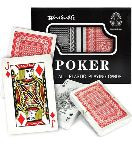 Paquete 12 Barajas Cartas Poker 100% Plástico Lavable