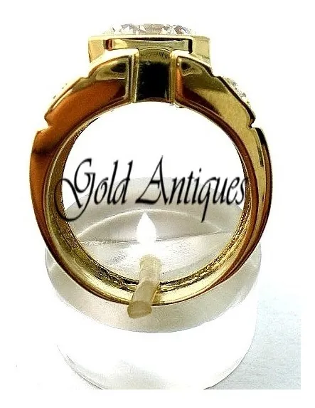 Anillo De Oro 18 Kt Y Zafiros Blancos