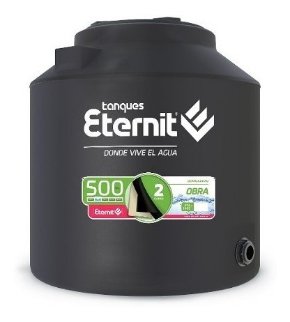 Tanque De Agua Eternit Bicapa Negro 1000 Litros - Obra -    