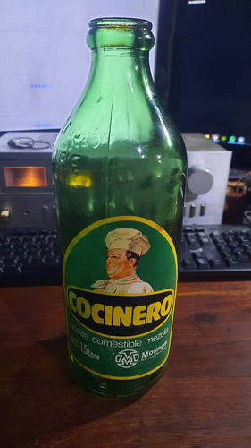 Botella Antigua De Aceite Cocinero Vacia