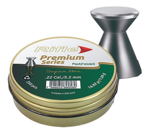 Imagem 1 de 1 de Chumbinho Rifle Premium Flathead 5,5mm 250und Kit 3 Latas